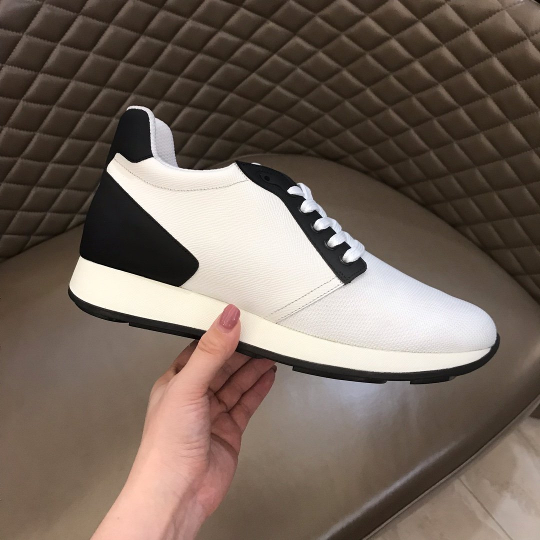 Prada High Quality Sneakers White and black heel with white sole MS021121