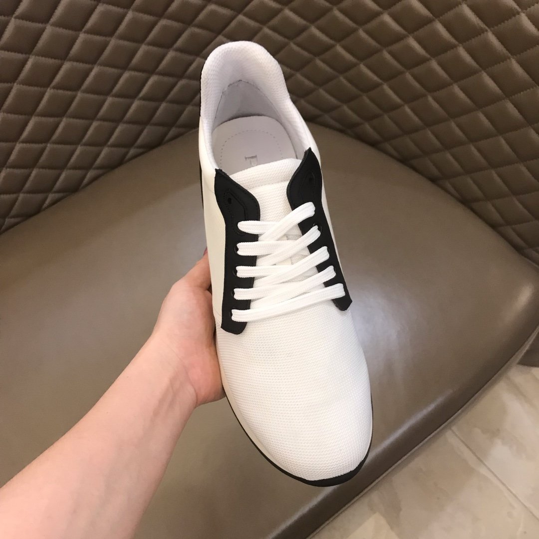 Prada High Quality Sneakers White and black heel with white sole MS021121