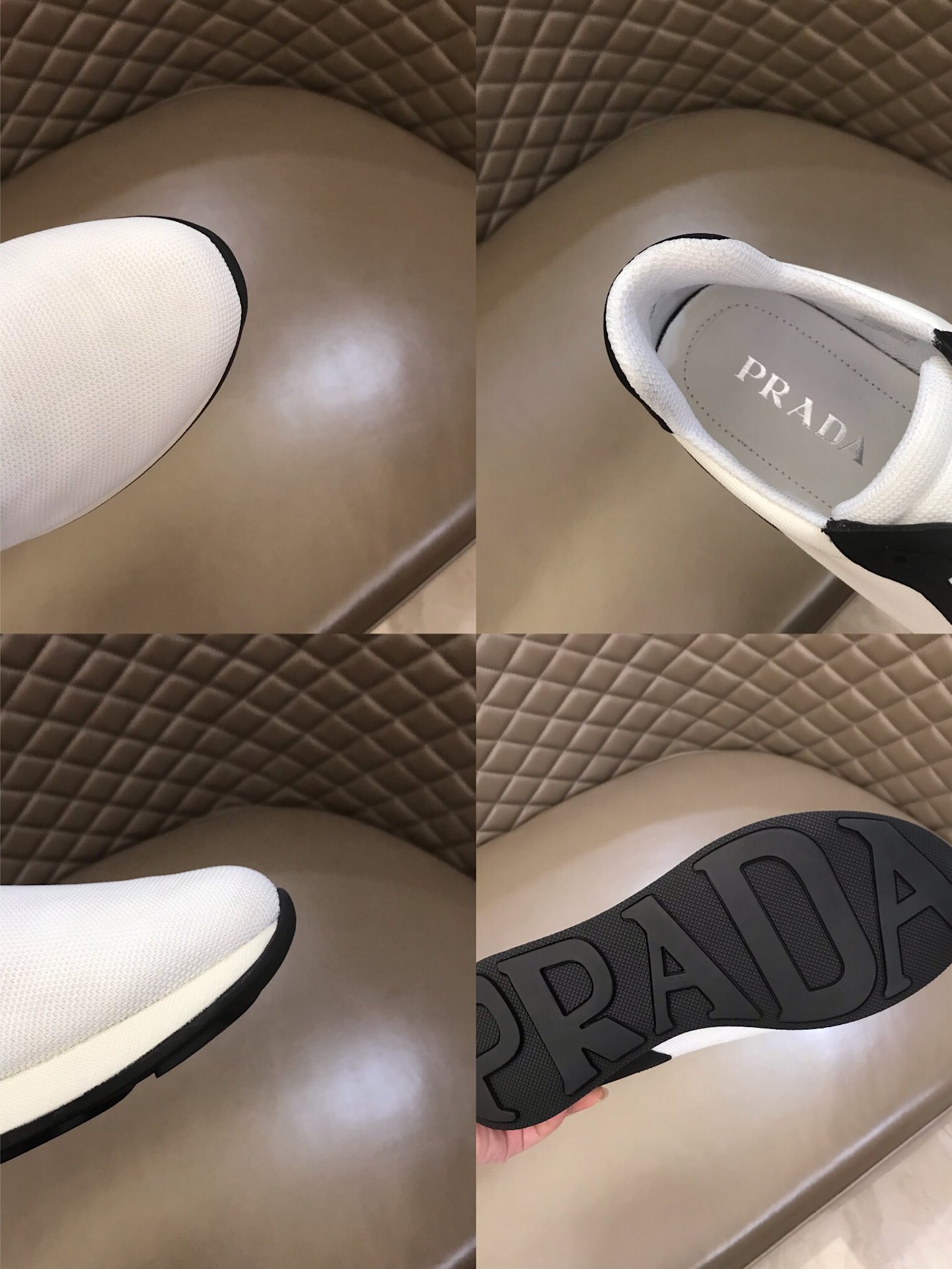 Prada High Quality Sneakers White and black heel with white sole MS021121