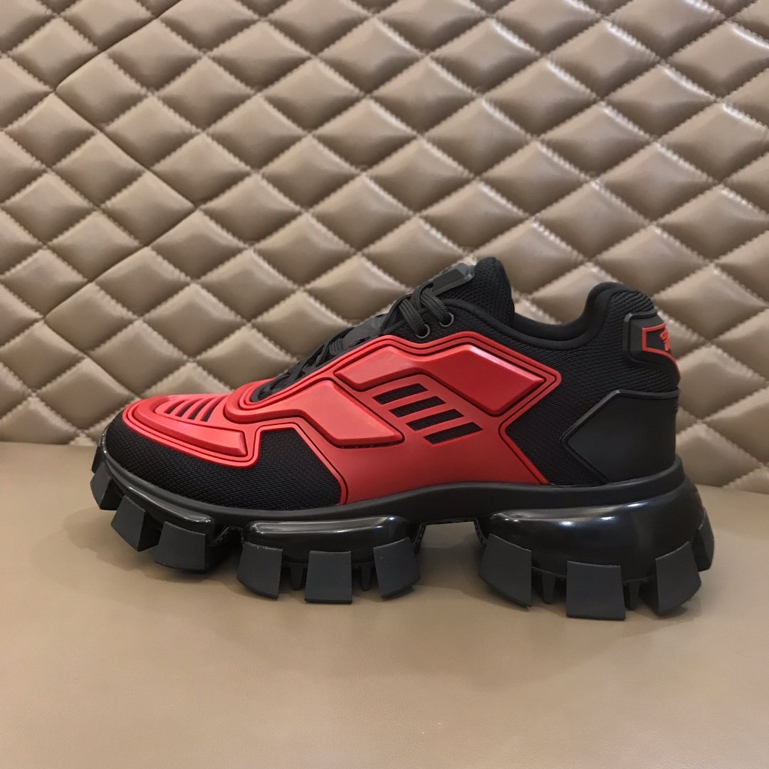Prada High Quality Sneakers Red and black heel with black sole MS021127