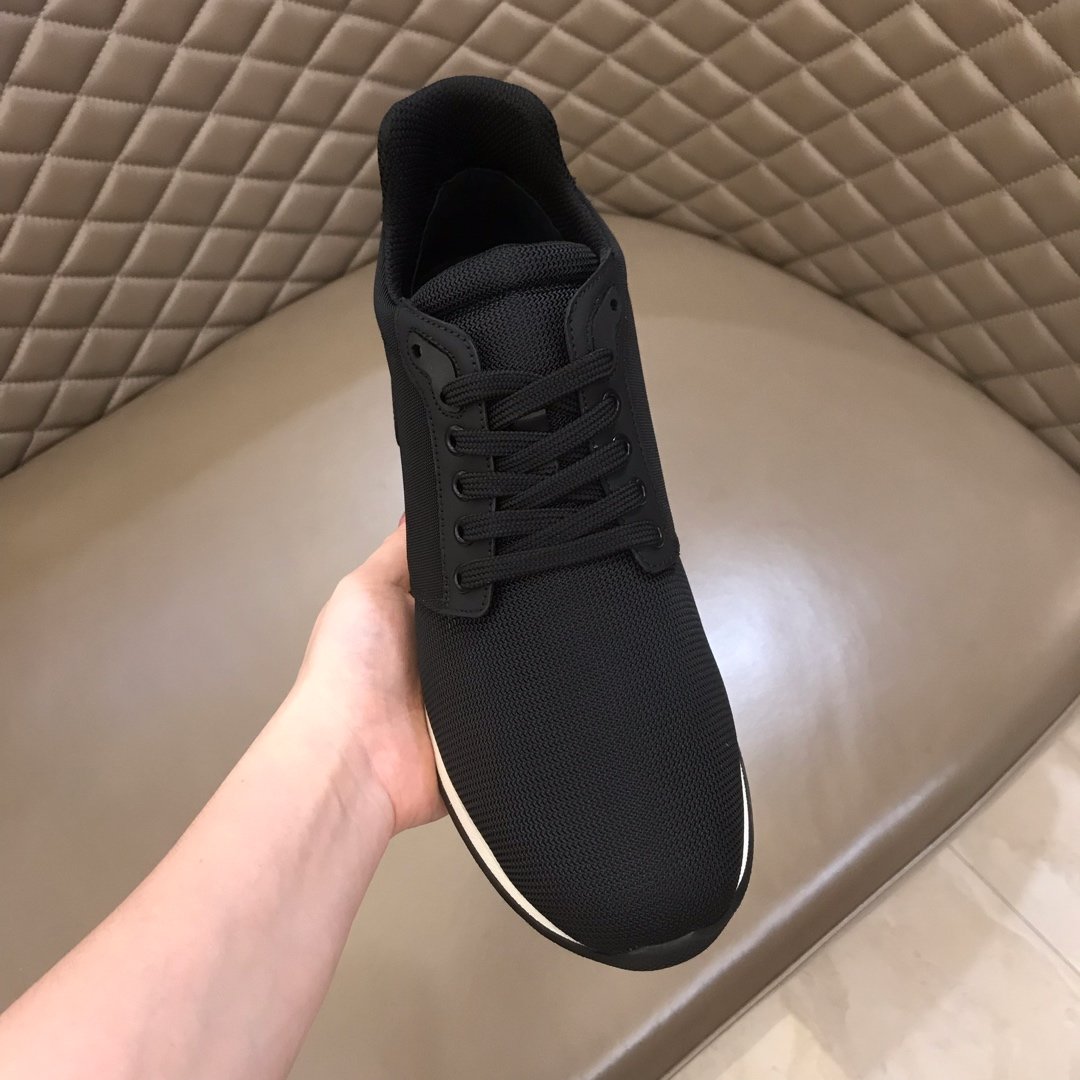 Prada High Quality Sneakers Black and black heel with white sole MS021122