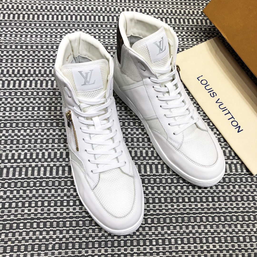 Louis Vuitton High-top High Quality Sneakers White and brown Monogram heel with white sole MS021098