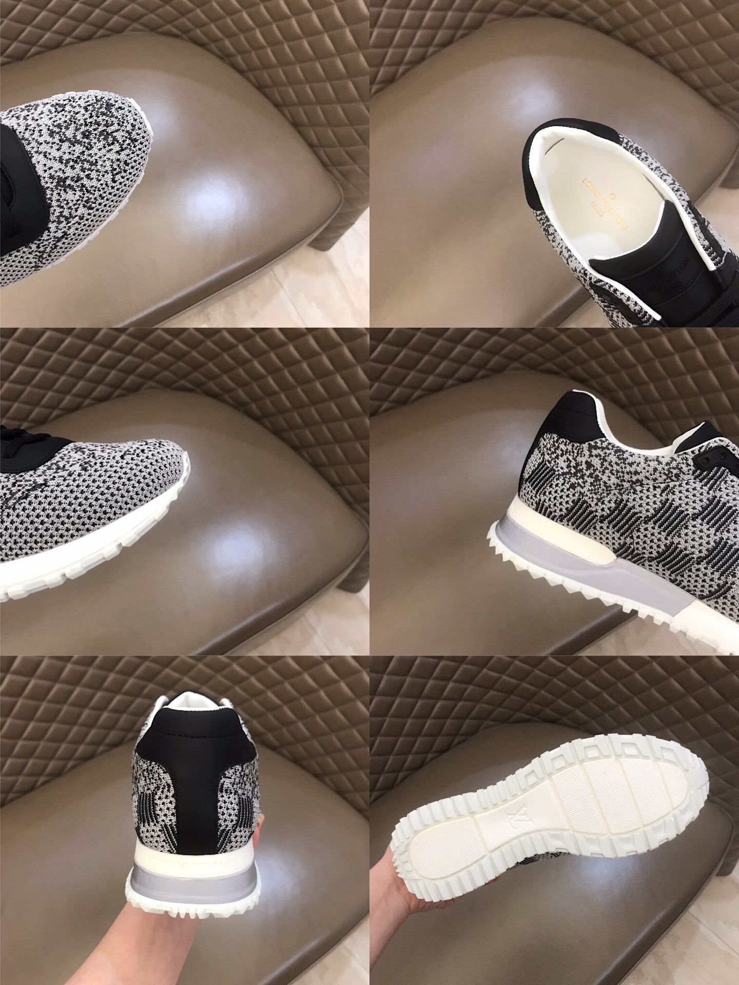 Louis Vuitton High Quality Sneakers White jersey and Damier Graphite print with white sole MS021105