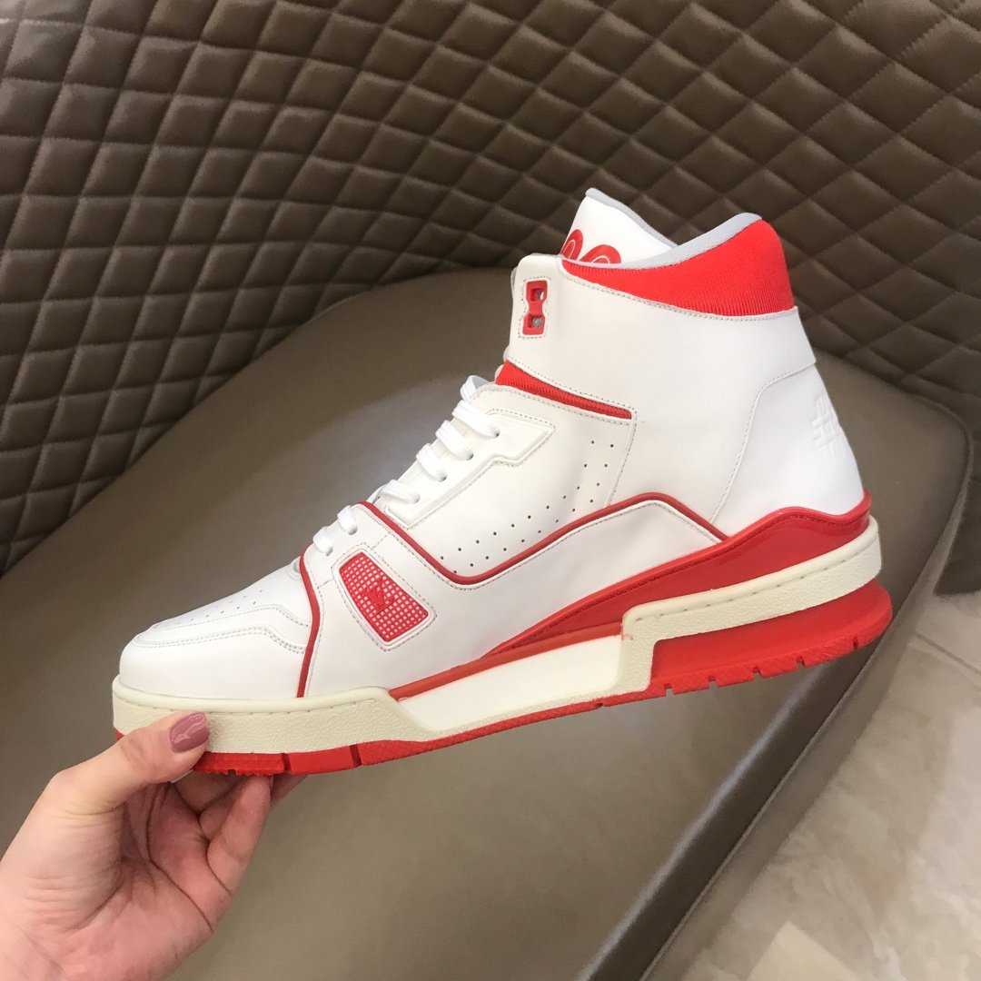 Louis Vuitton High Quality Sneakers White and red leather details with white sole MS021112