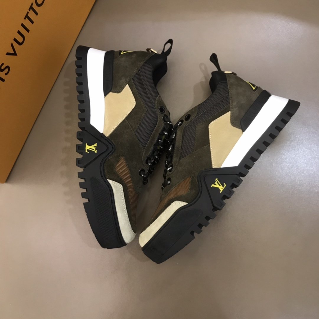 Louis Vuitton High Quality Sneakers Brown suede and white details with black sole MS021109