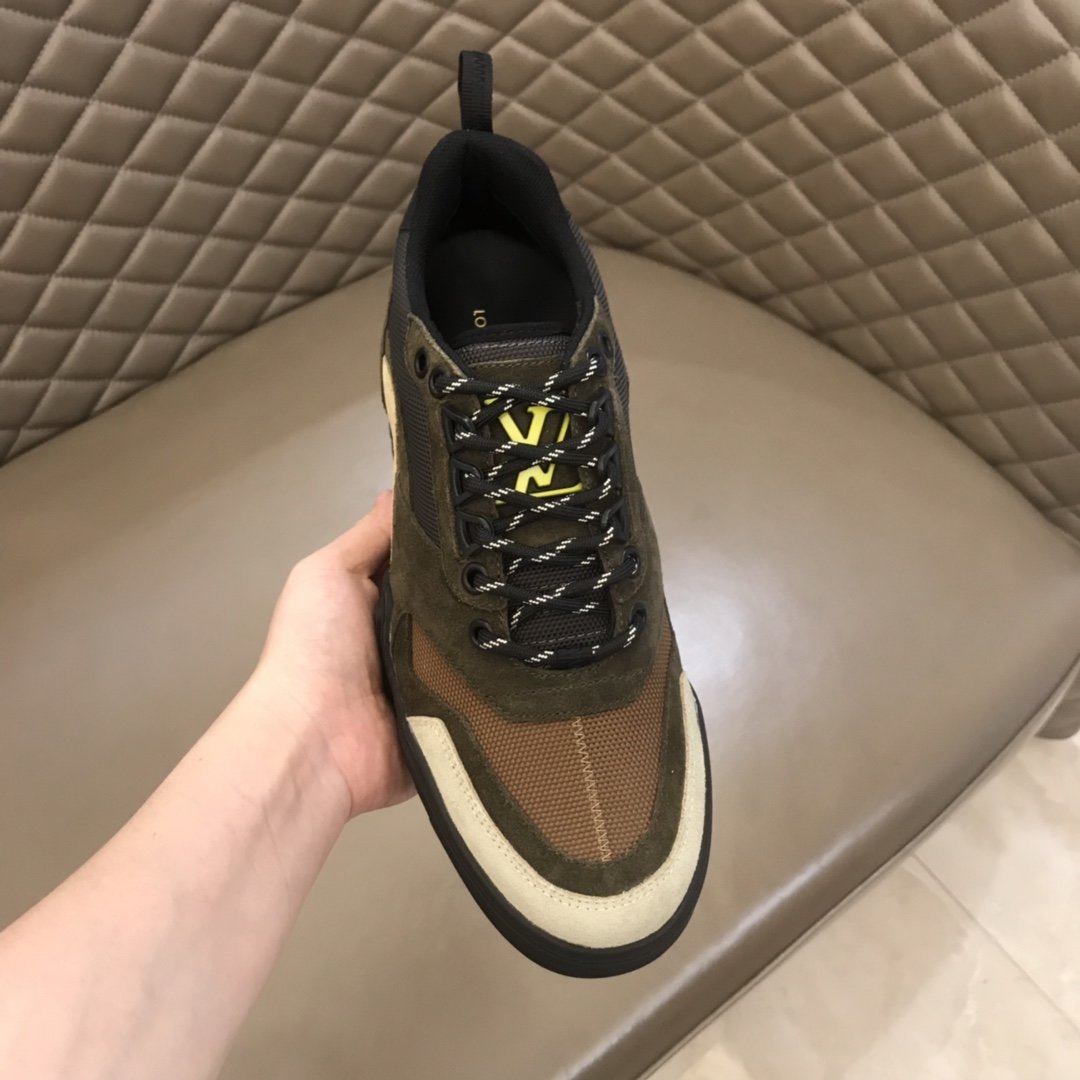 Louis Vuitton High Quality Sneakers Brown suede and white details with black sole MS021109