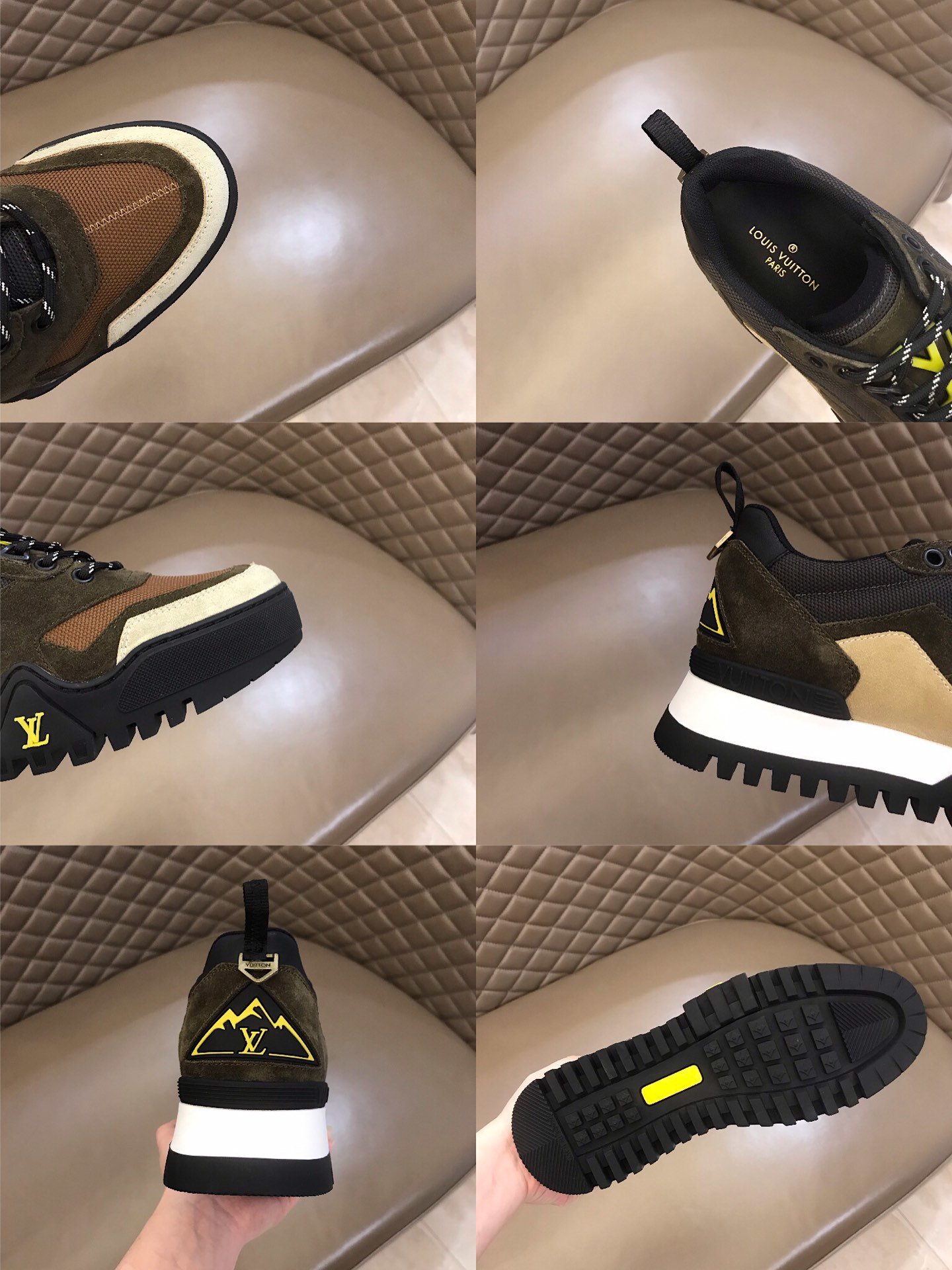 Louis Vuitton High Quality Sneakers Brown suede and white details with black sole MS021109