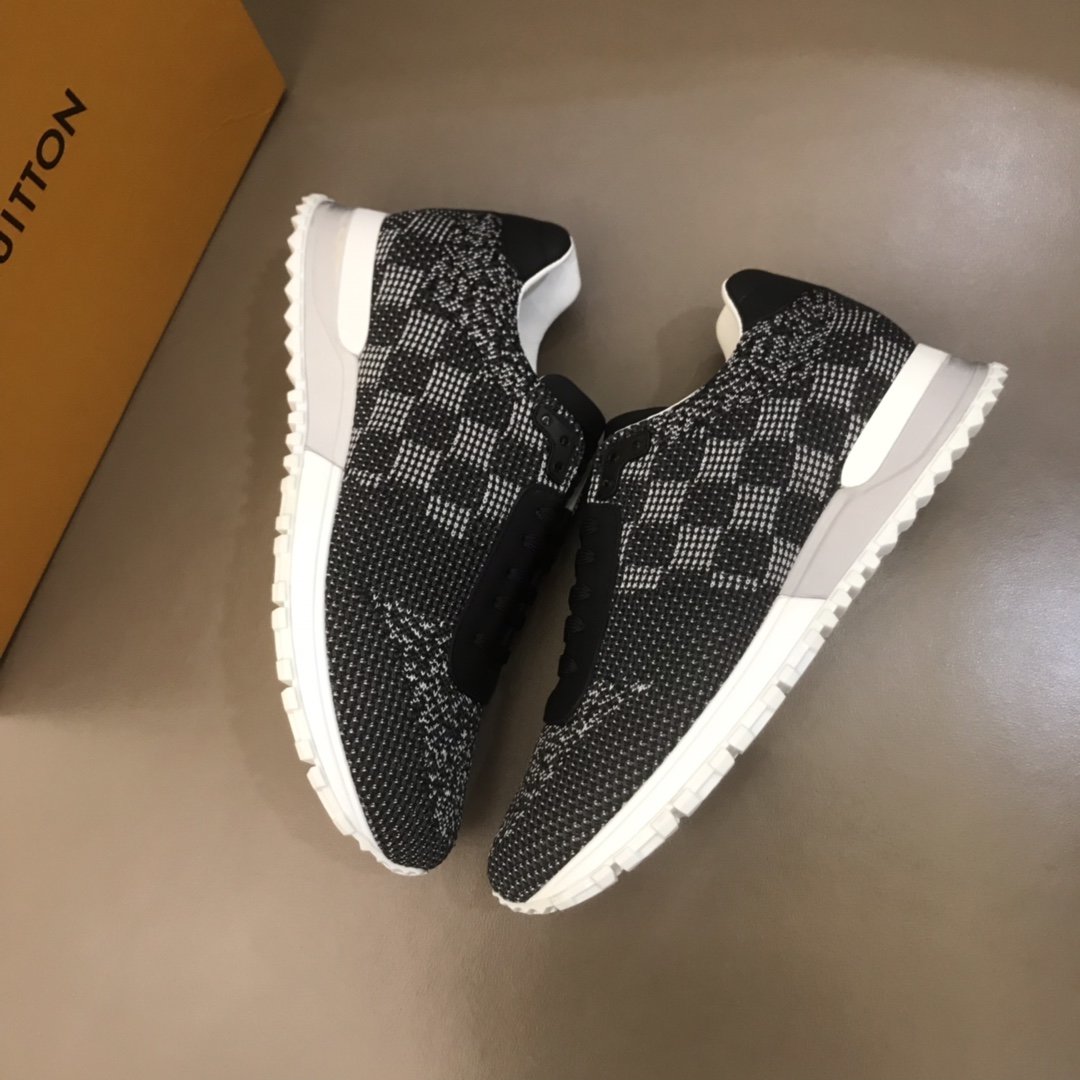 Louis Vuitton High Quality Sneakers Black jersey and Damier Graphite print with white sole MS021106