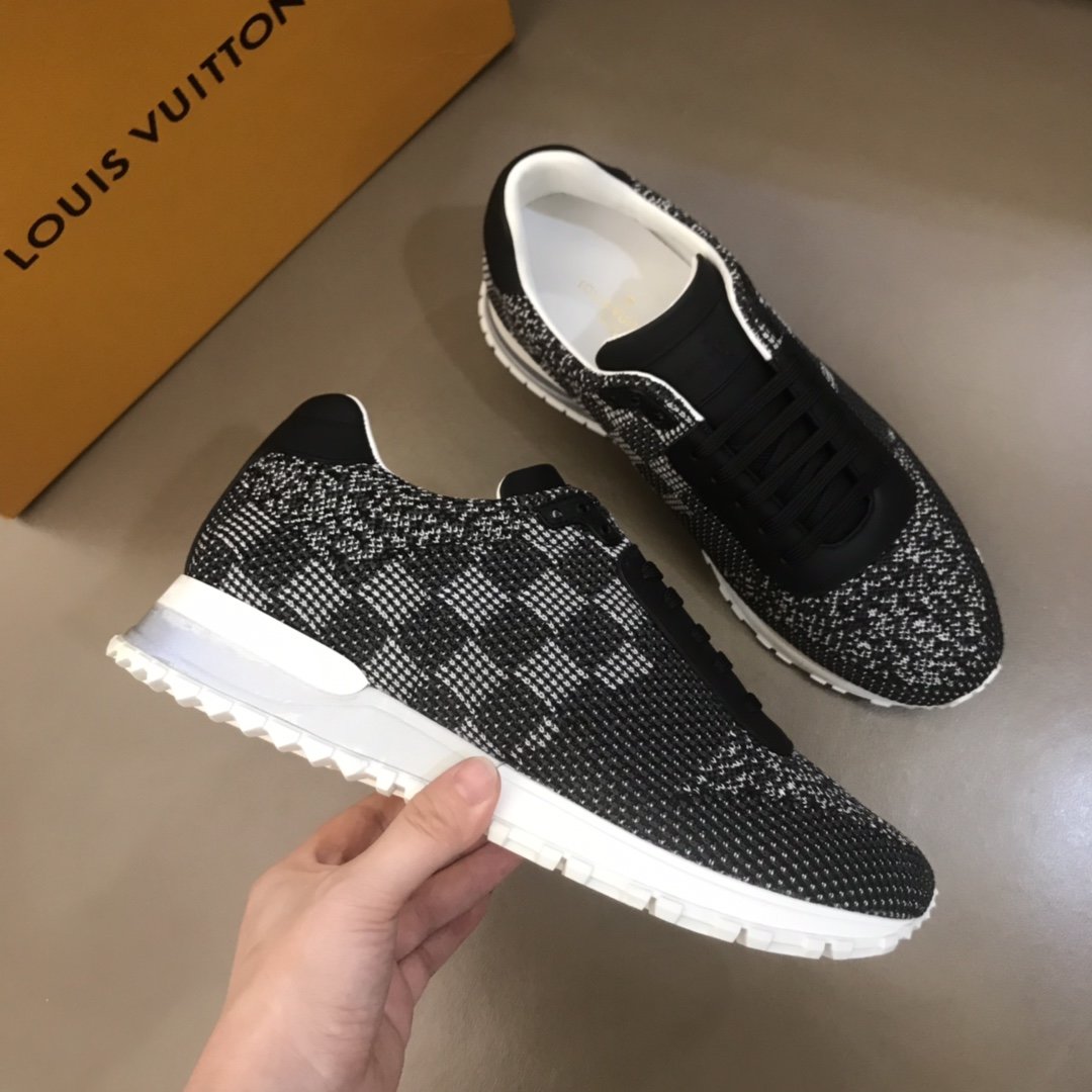 Louis Vuitton High Quality Sneakers Black jersey and Damier Graphite print with white sole MS021106