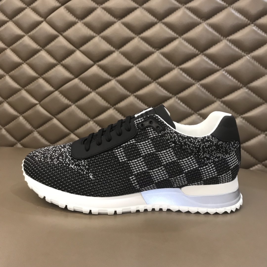 Louis Vuitton High Quality Sneakers Black jersey and Damier Graphite print with white sole MS021106