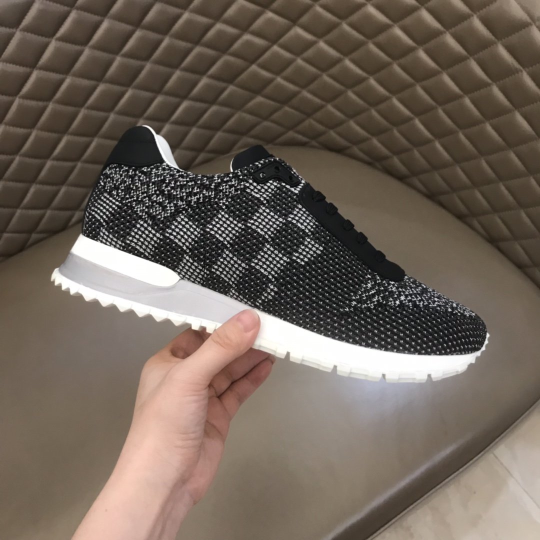 Louis Vuitton High Quality Sneakers Black jersey and Damier Graphite print with white sole MS021106