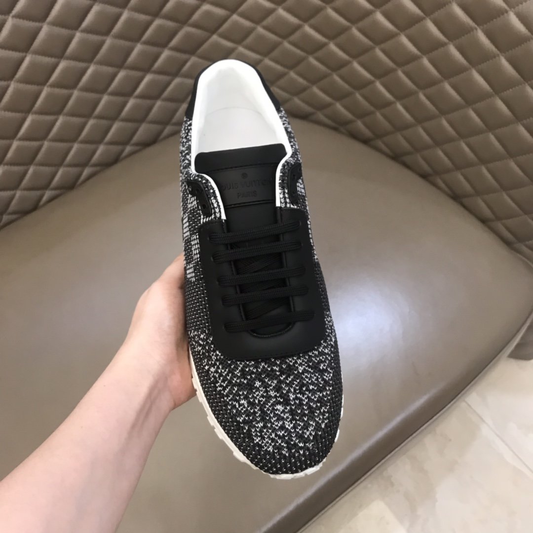 Louis Vuitton High Quality Sneakers Black jersey and Damier Graphite print with white sole MS021106