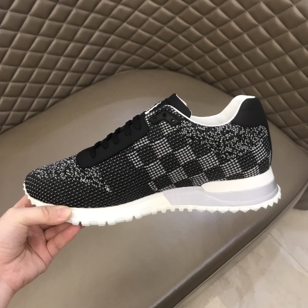 Louis Vuitton High Quality Sneakers Black jersey and Damier Graphite print with white sole MS021106