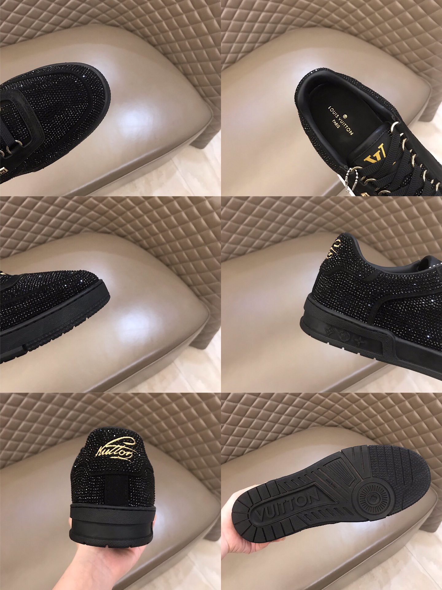 Louis Vuitton High Quality Sneakers Black and masonry with black sole MS021107