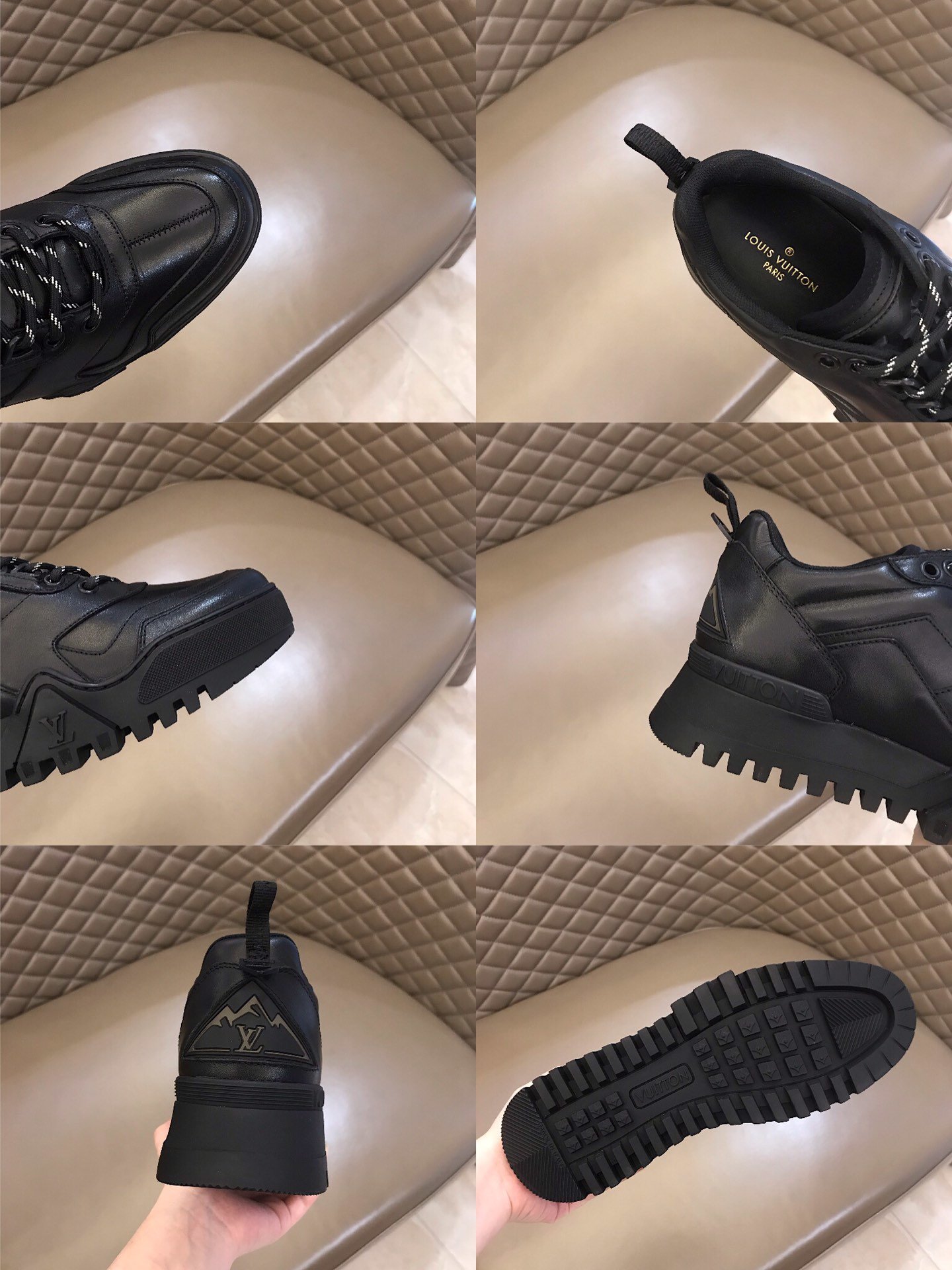 Louis Vuitton High Quality Sneakers Black and black soles MS021110