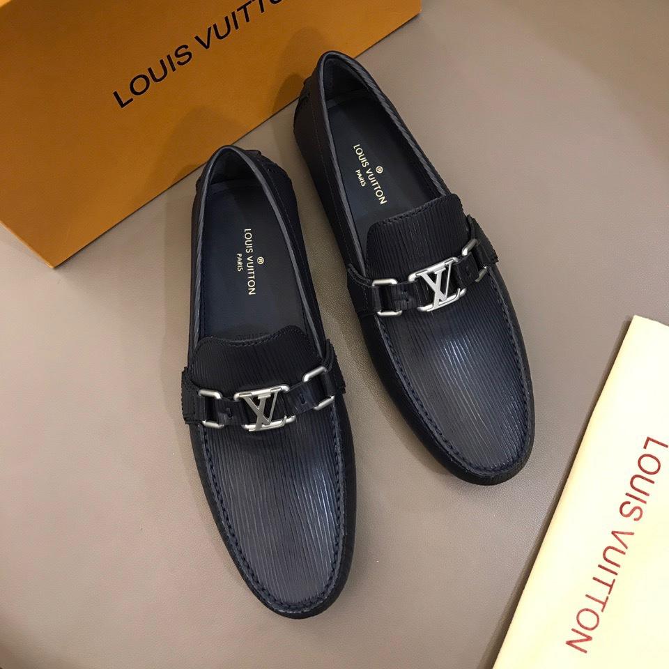 Louis Vuitton Arizona Moccasin Black Loafers With Silver Buckle MS02787