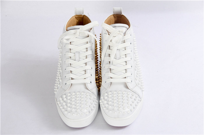 High Quality Christian Louboutin Flat High Top Spikes In Latte And Metallic Gold