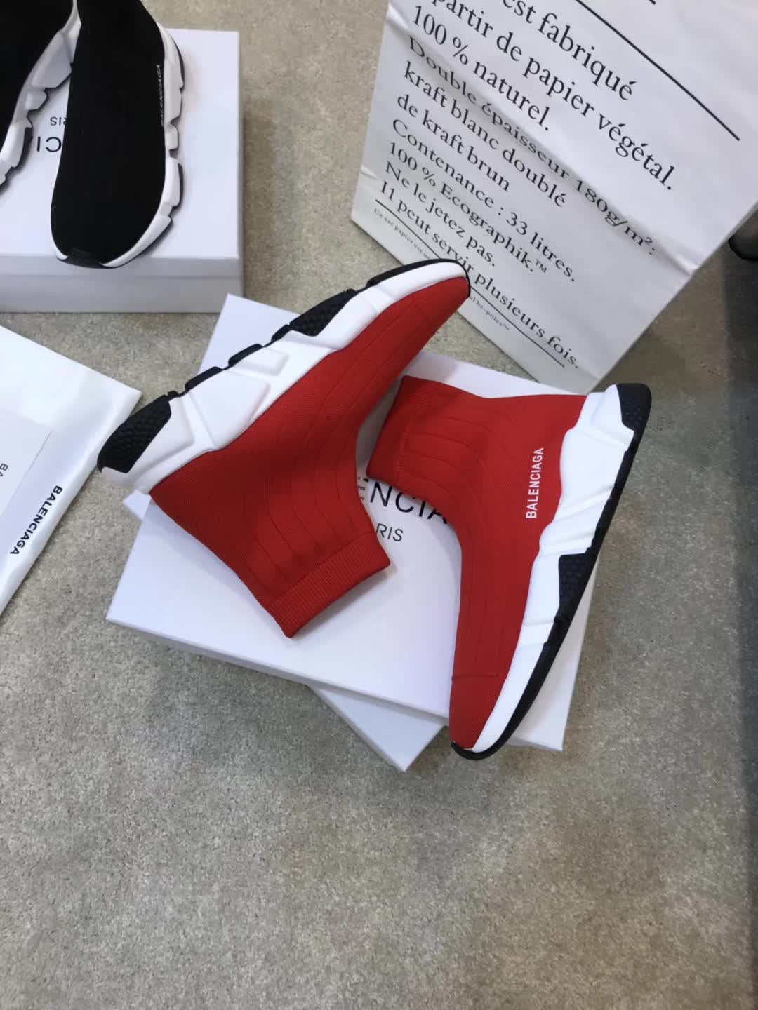 High Quality Balenciaga Speed Trainer Red White Triple005