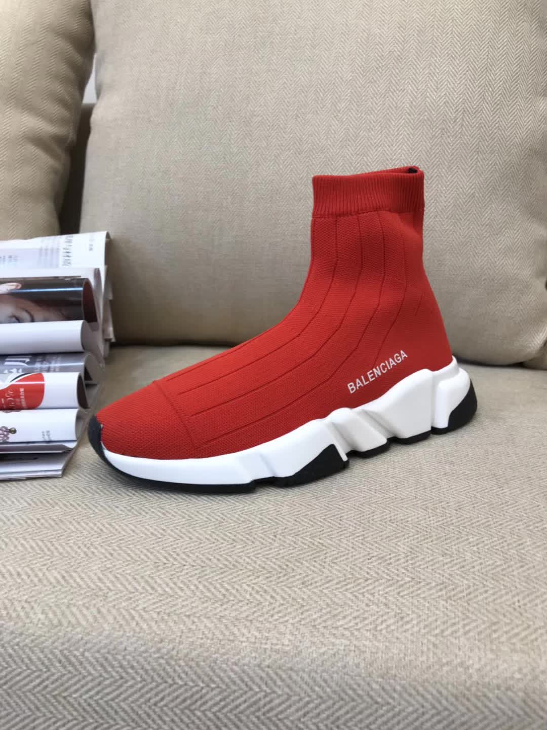 High Quality Balenciaga Speed Trainer Red White Triple005