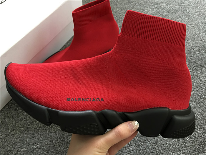 High Quality Balenciaga Mens Speed Knit Sneakers Red Black 296D8745C8F5