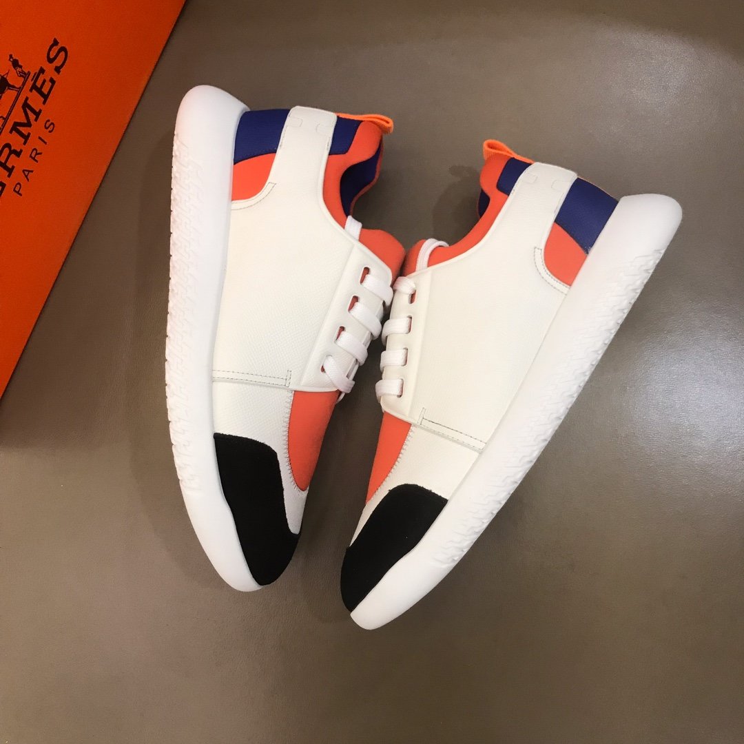 Hermes High Quality Sneakers White and Orange tongue with White sole MS021094