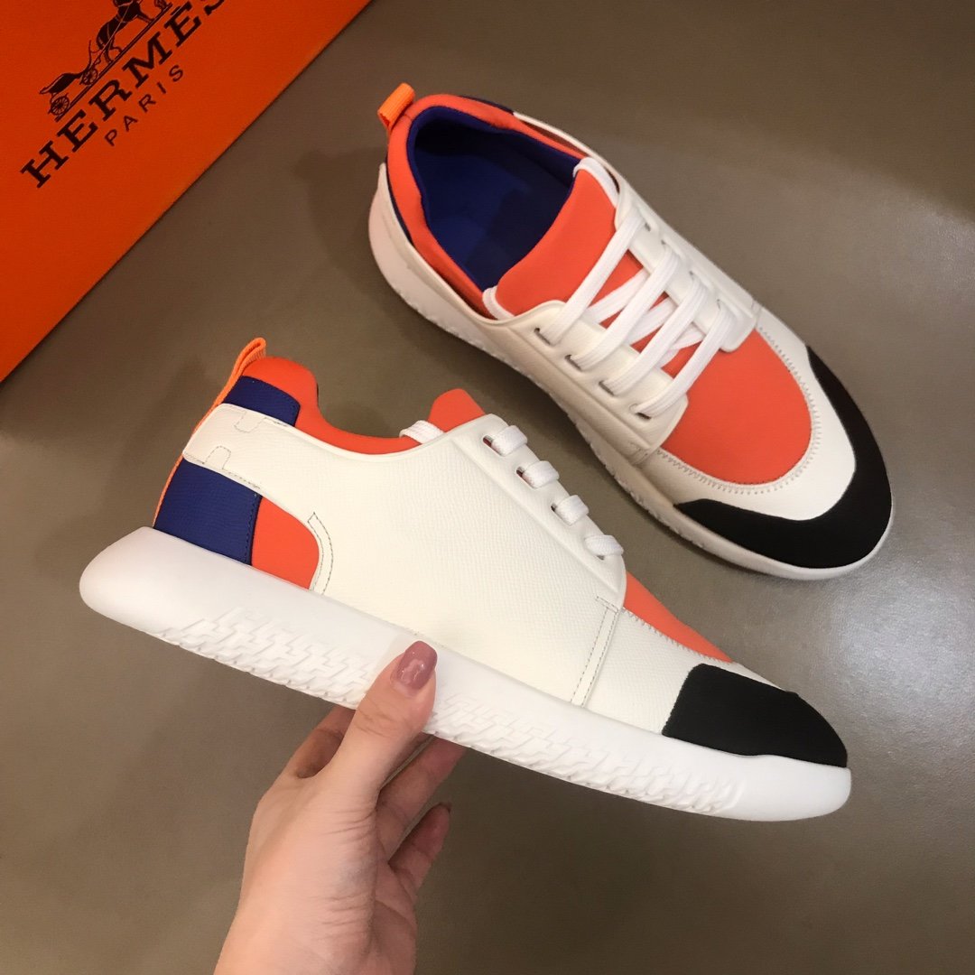 Hermes High Quality Sneakers White and Orange tongue with White sole MS021094