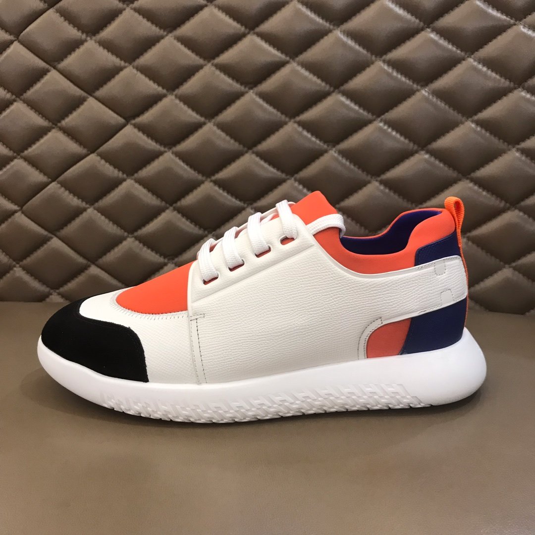 Hermes High Quality Sneakers White and Orange tongue with White sole MS021094