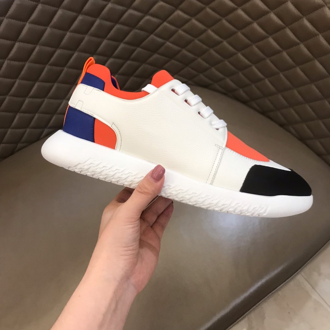 Hermes High Quality Sneakers White and Orange tongue with White sole MS021094