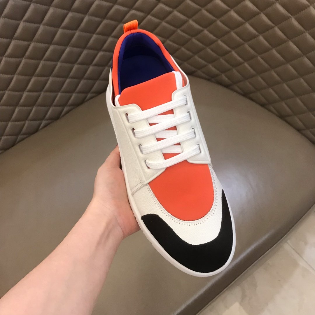 Hermes High Quality Sneakers White and Orange tongue with White sole MS021094