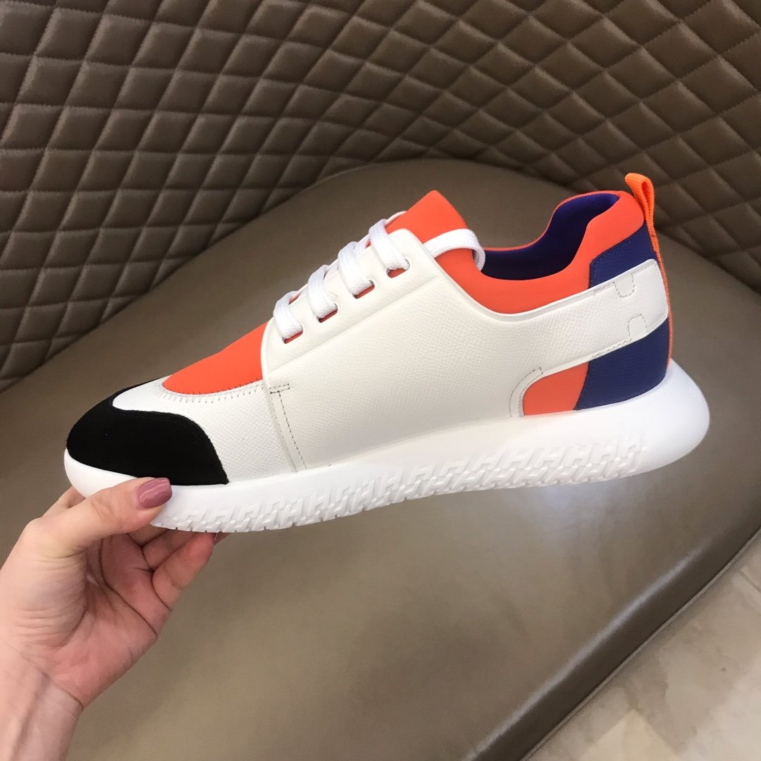 Hermes High Quality Sneakers White and Orange tongue with White sole MS021094