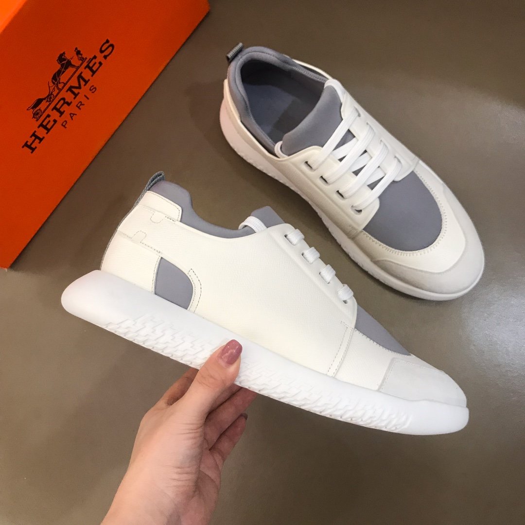 Hermes High Quality Sneakers White and Grey tongue with White sole MS021093