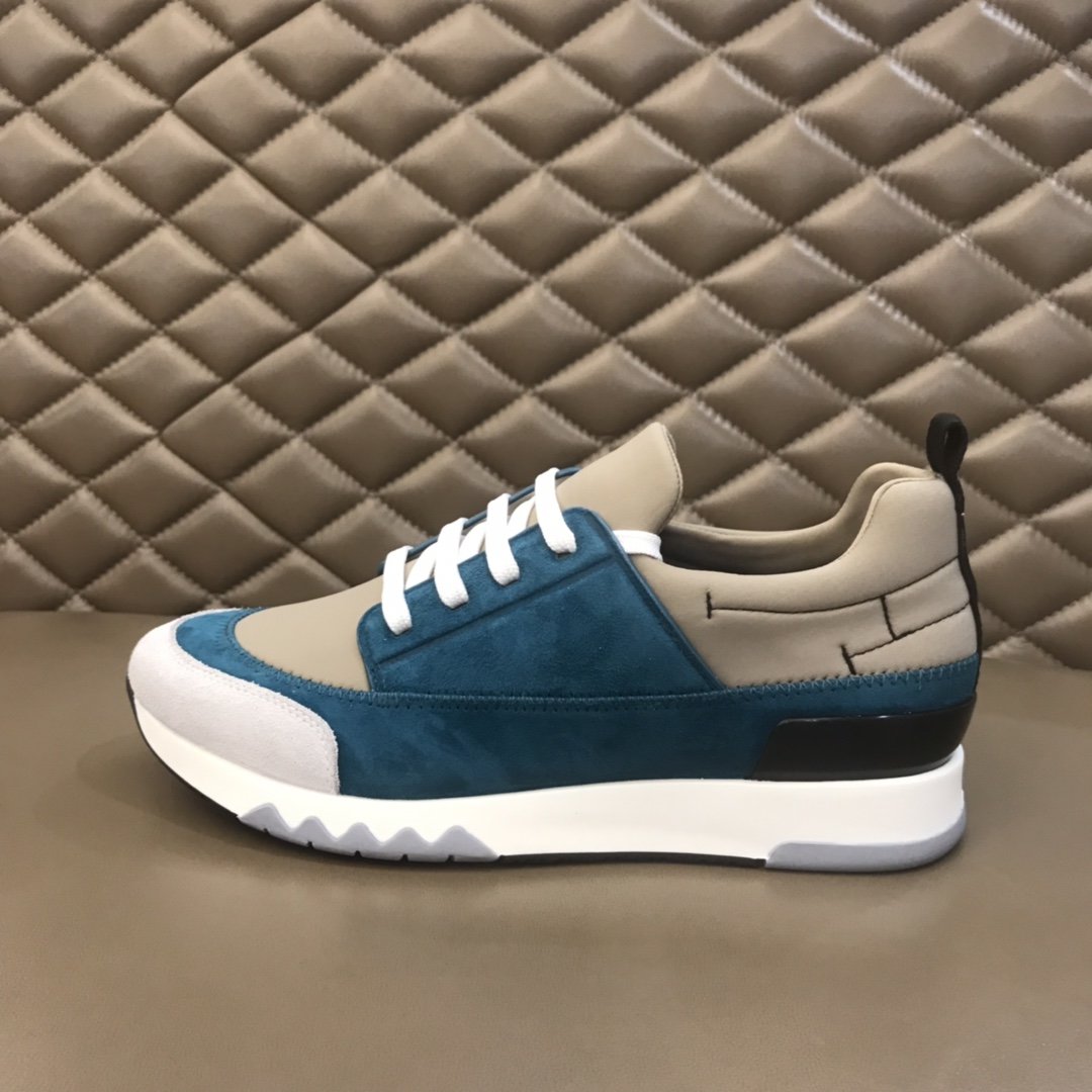 Hermes High Quality Sneakers Blue suede and Grey tongue with Two-tone sole MS021090