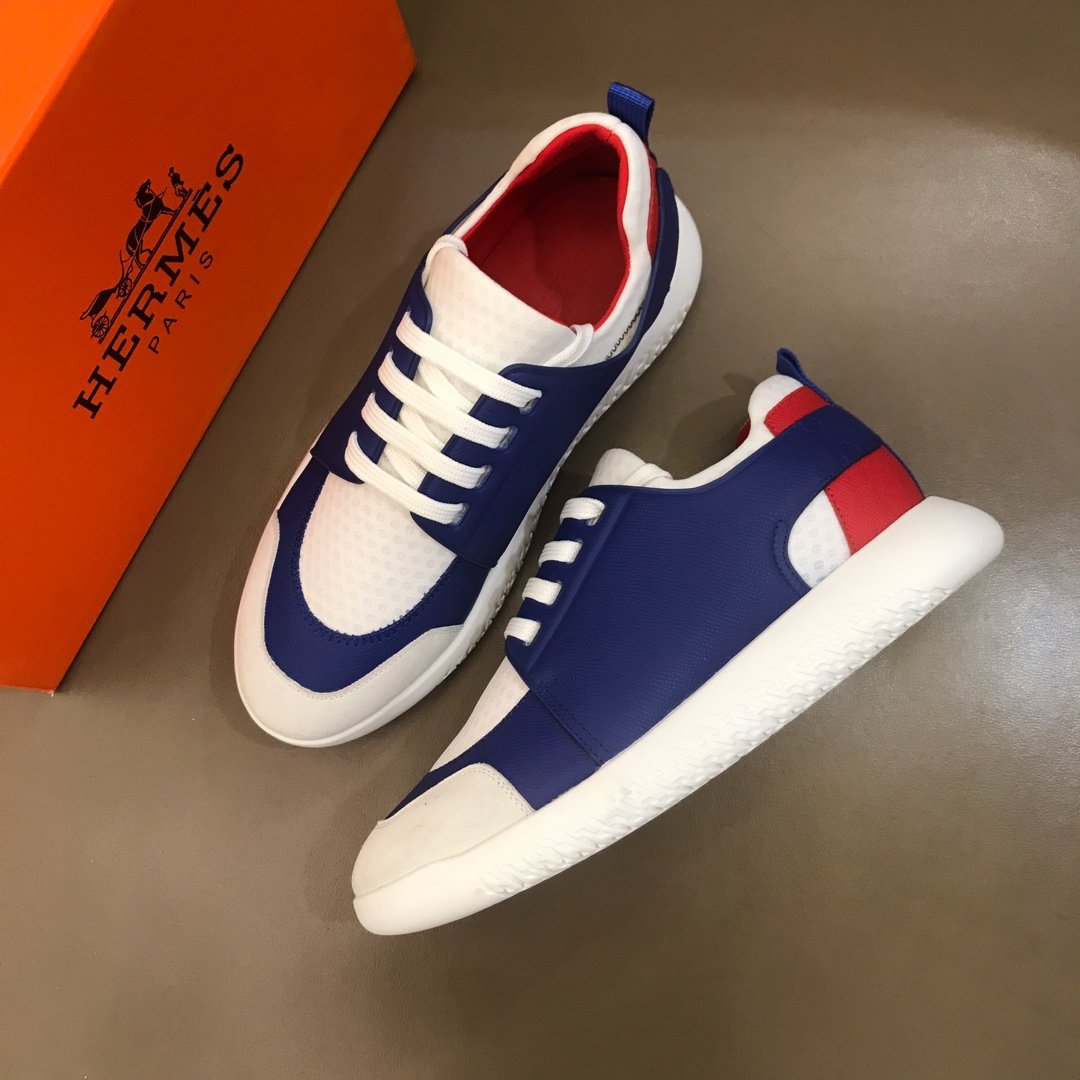 Hermes High Quality Sneakers Blue and White tongue with White sole MS021096