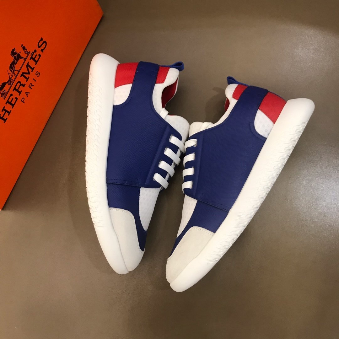 Hermes High Quality Sneakers Blue and White tongue with White sole MS021096