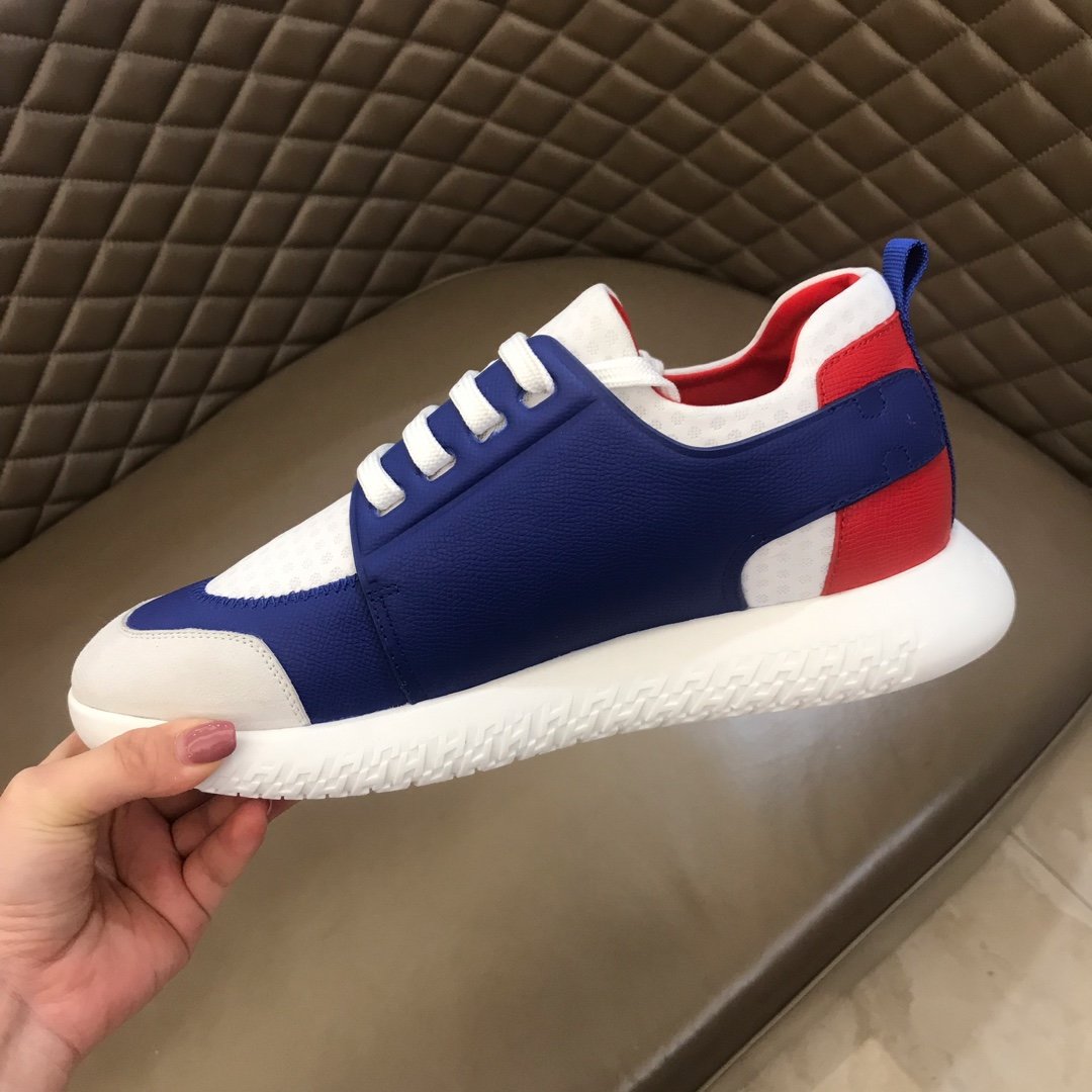 Hermes High Quality Sneakers Blue and White tongue with White sole MS021096