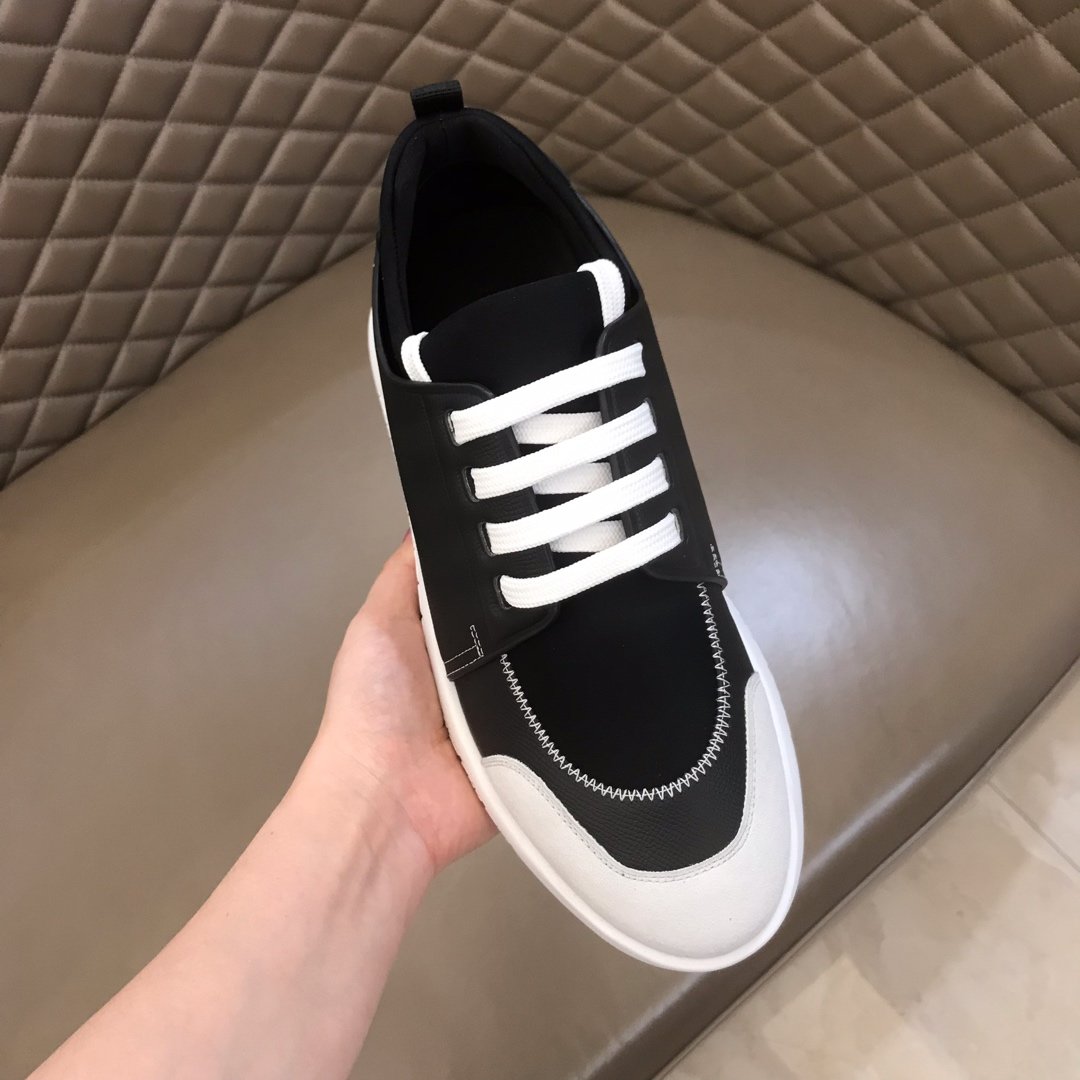 Hermes High Quality Sneakers Black and Black tongue with White sole MS021095