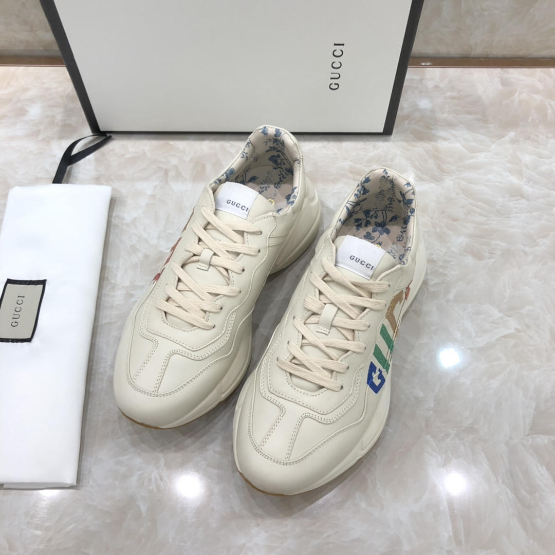 Gucci Fashion Sneakers White and transform GUCCI print with white rubber sole MS07635