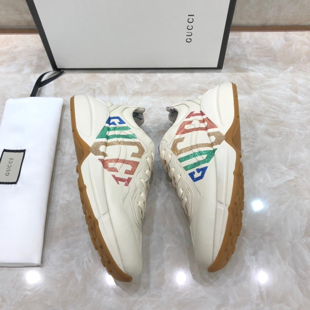 Gucci Fashion Sneakers White and transform GUCCI print with white rubber sole MS07635