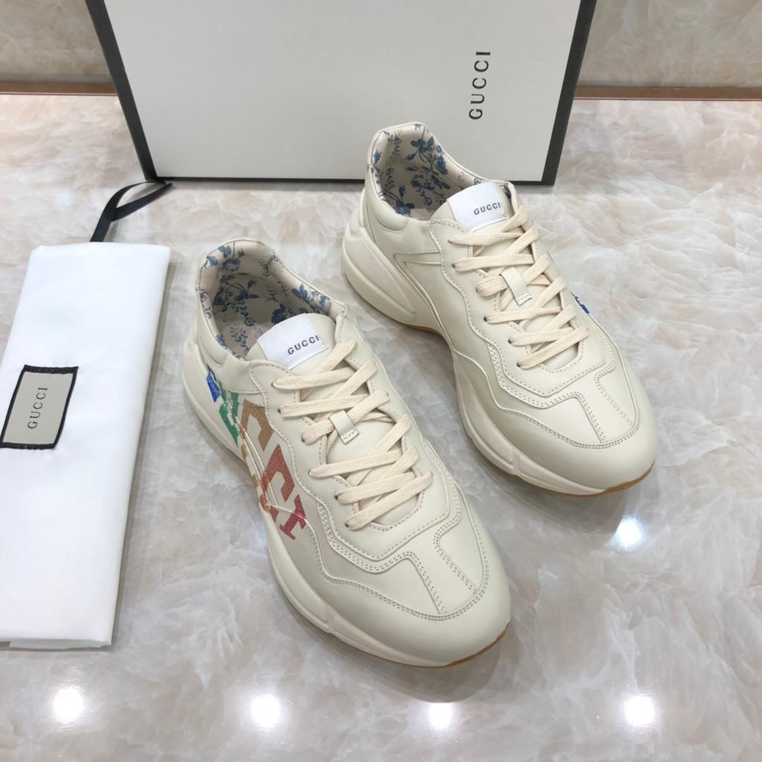 Gucci Fashion Sneakers White and transform GUCCI print with white rubber sole MS07635