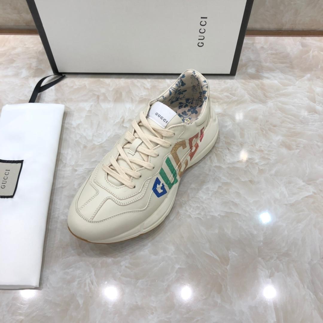 Gucci Fashion Sneakers White and transform GUCCI print with white rubber sole MS07635