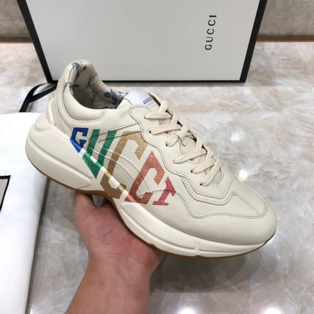 Gucci Fashion Sneakers White and transform GUCCI print with white rubber sole MS07635