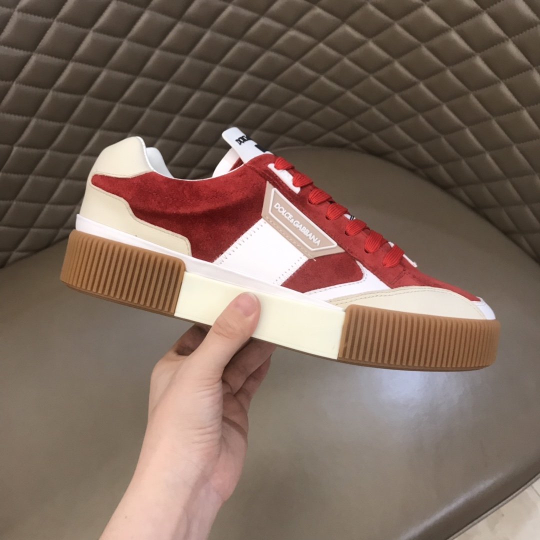 Dolce ＆ Gabbana White and red suede with brown sole High Quality Sneakers MS021052