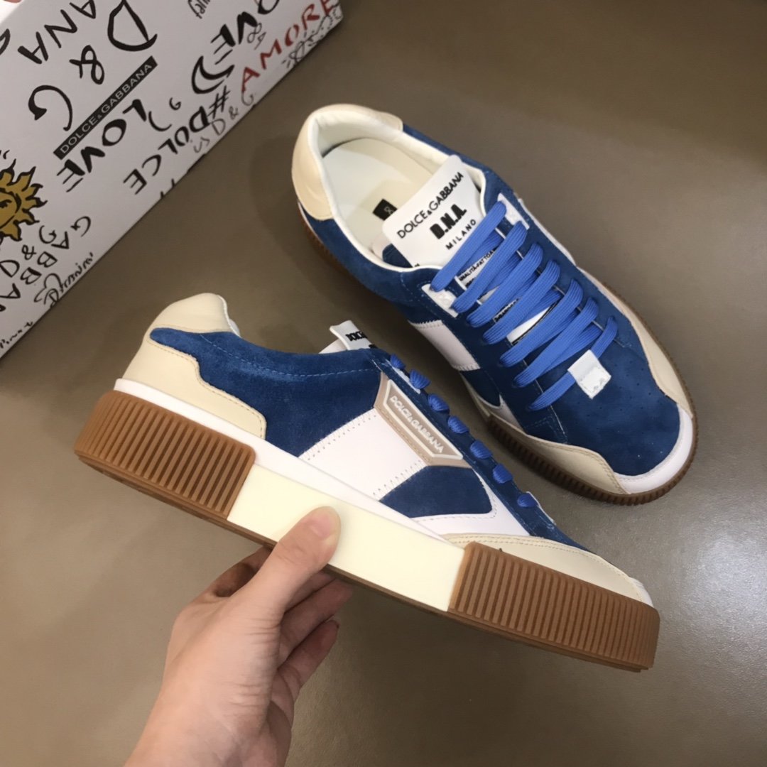 Dolce ＆ Gabbana White and blue suede with brown sole High Quality Sneakers MS021053