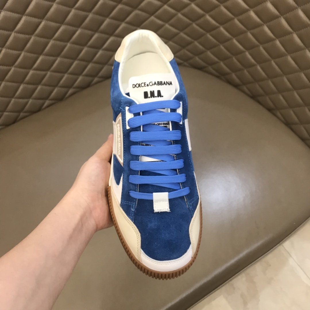 Dolce ＆ Gabbana White and blue suede with brown sole High Quality Sneakers MS021053