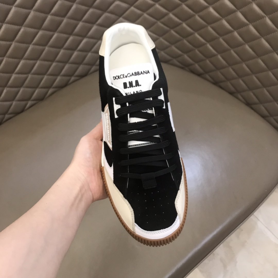 Dolce ＆ Gabbana White and black suede with brown sole High Quality Sneakers MS021051