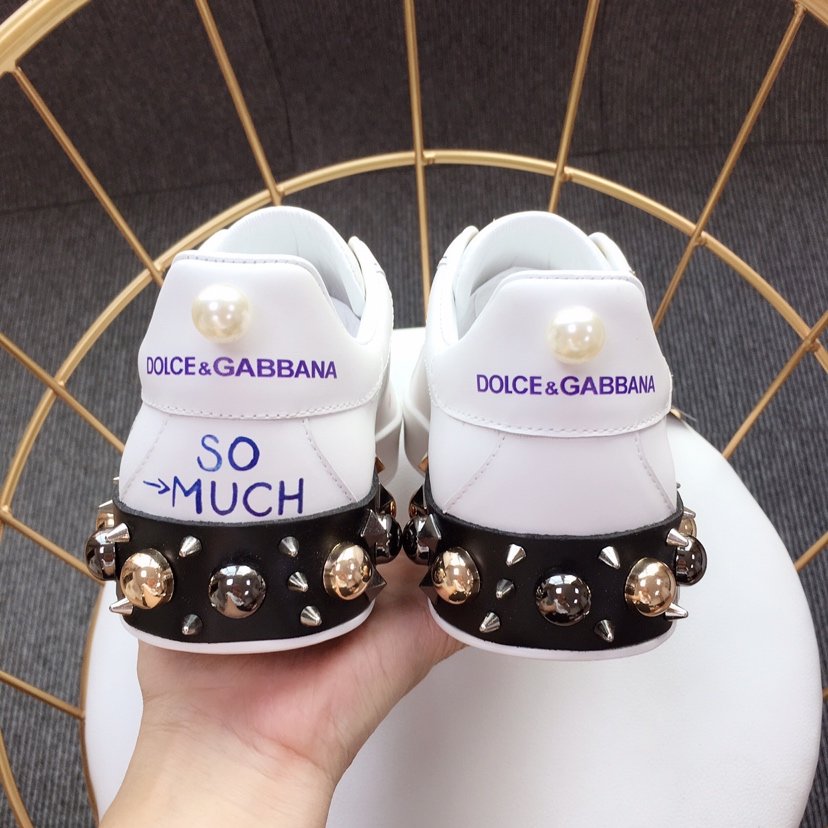 Dolce & Gabbana White and music symbol theme patch with white sole Sneakers MS110010