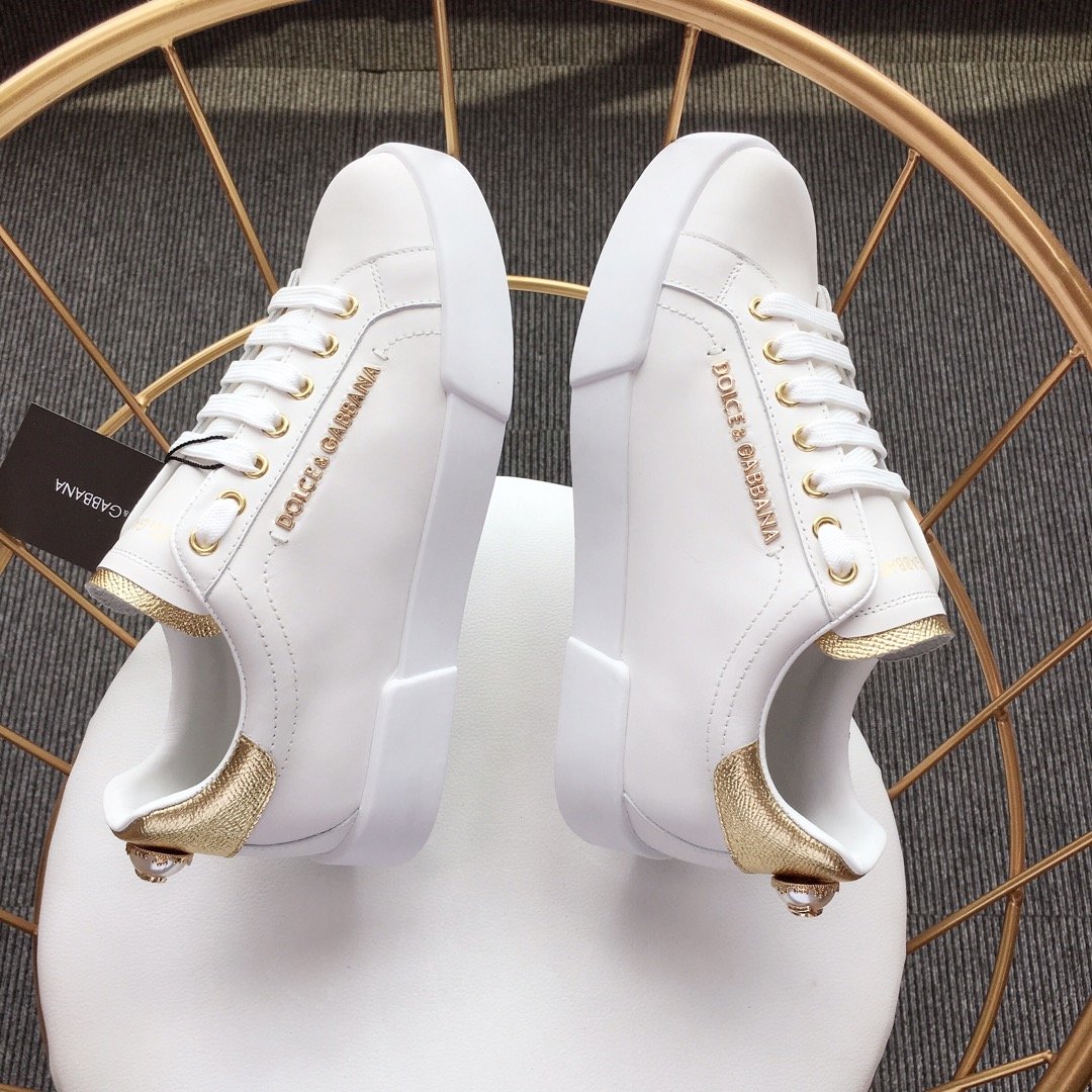 Dolce & Gabbana White and gold heel with white sole Sneakers MS110053