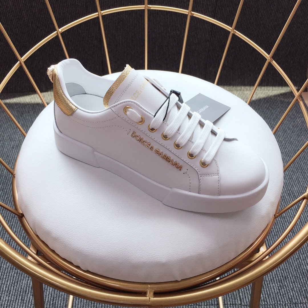 Dolce & Gabbana White and gold heel with white sole Sneakers MS110053