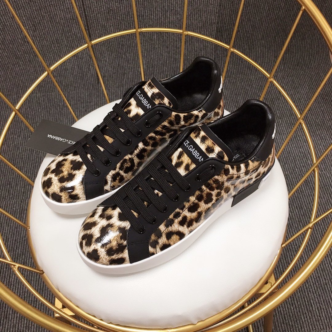 Dolce & Gabbana Leopard print and black heel with white sole Sneakers MS110045