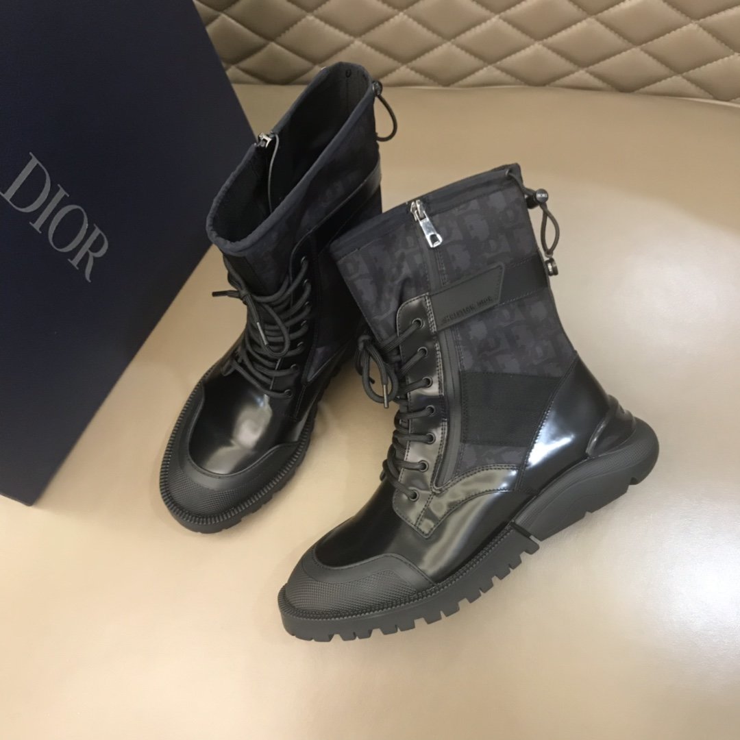 Dior Oblique Calfskin Mid Top Black Boots MS021043